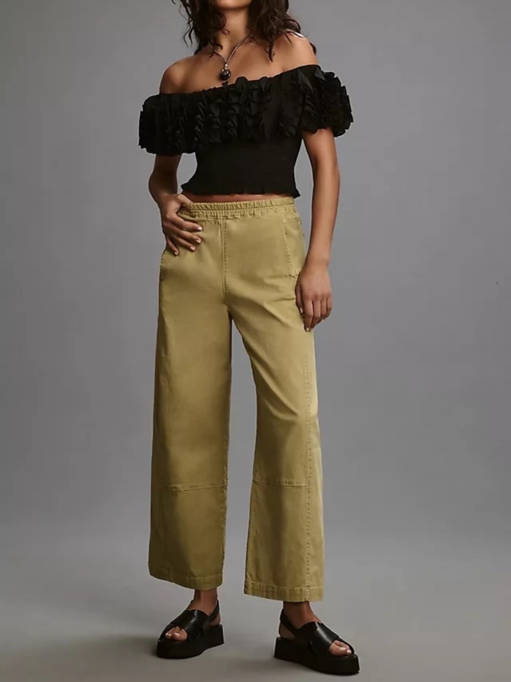 The Izzie Relaxed Pull-On Barrel Pants by Pilcro Small - Picture 2 of 8